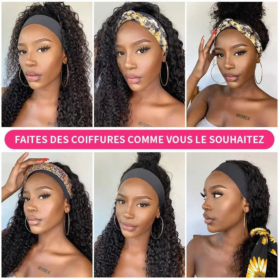 Brazilian Kinky Curly Headband Wig Natural Human Hair