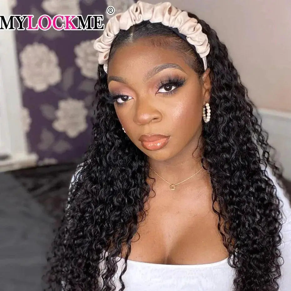 Brazilian Kinky Curly Headband Wig Natural Human Hair