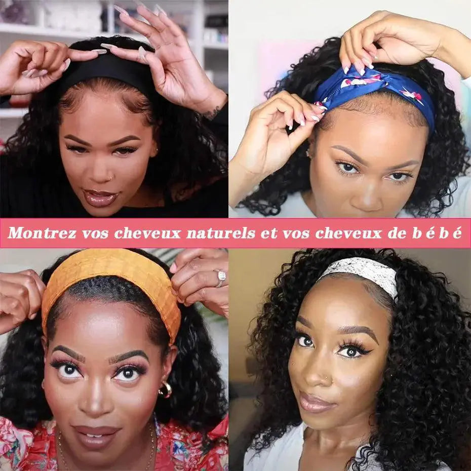 Brazilian Kinky Curly Headband Wig Natural Human Hair