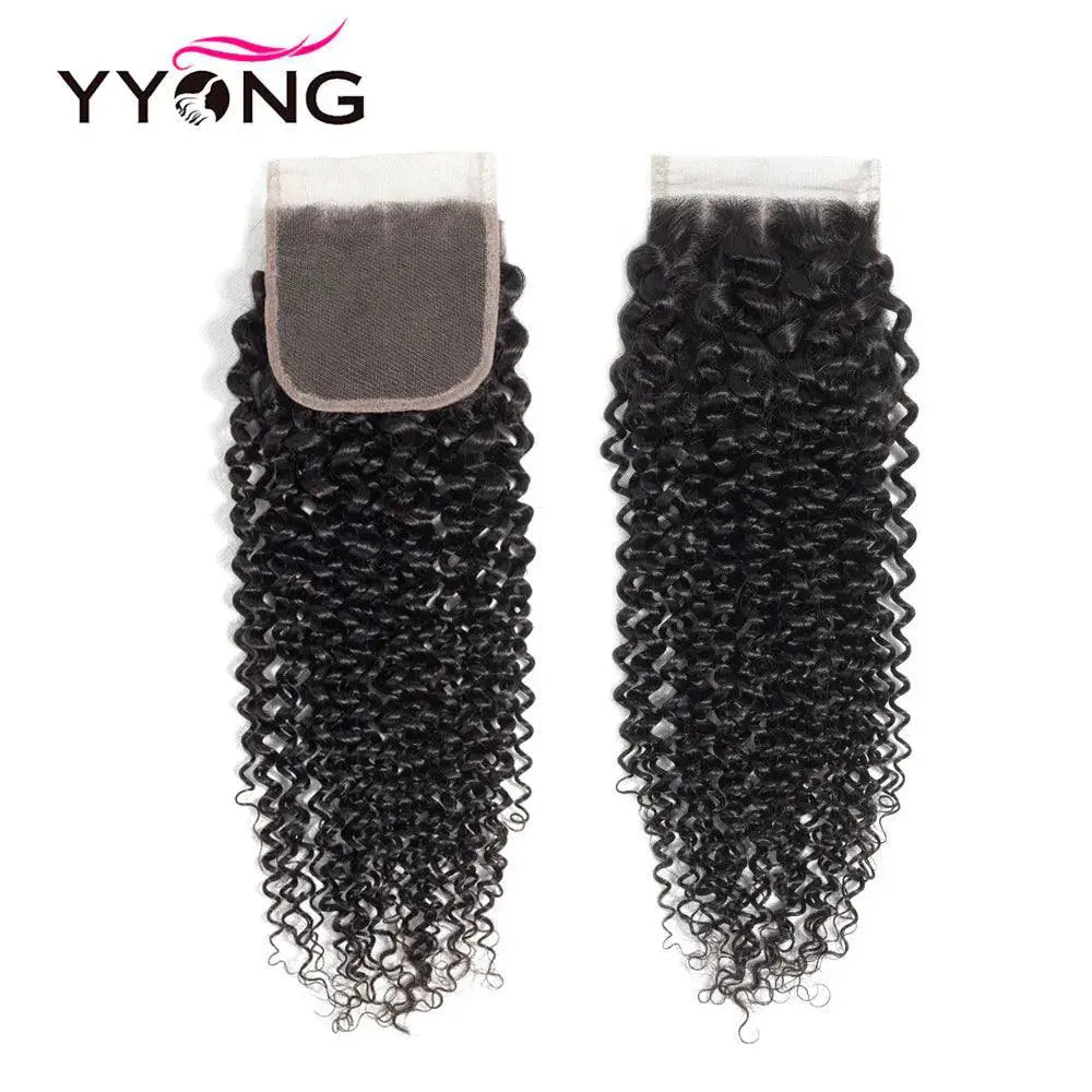 Brazilian Kinky Curly Remy Hair Bundle Set With Closure