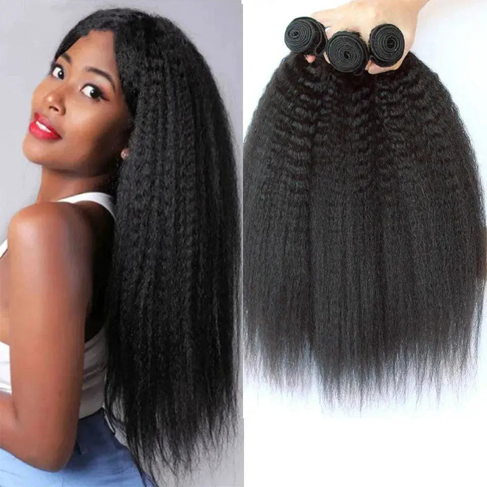 Brazilian Kinky Straight Hair Bundles Remy Extensions