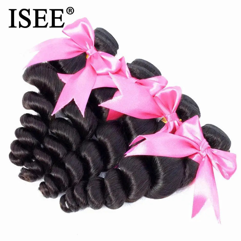Brazilian Loose Wave Remy Hair Bundle Trio Natural Color