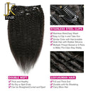 Brazilian Remy Kinky Straight Hair Extensions Natural Black