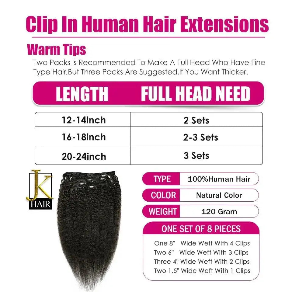 Brazilian Remy Kinky Straight Hair Extensions Natural Black