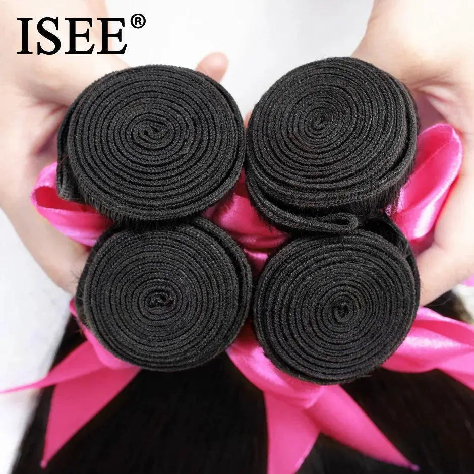 Brazilian Straight Hair Extensions Bundle Set For Volume