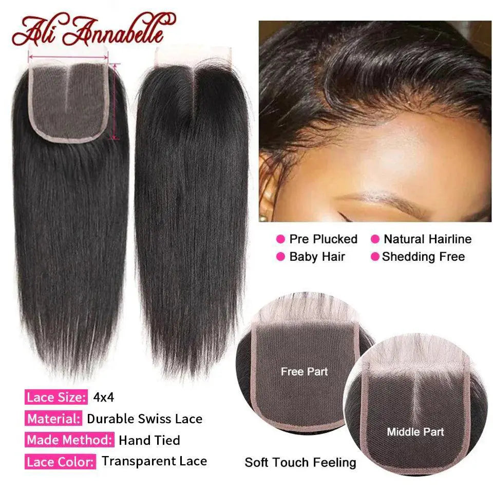 Brazilian Straight HD Lace Closure Transparent Lace Look
