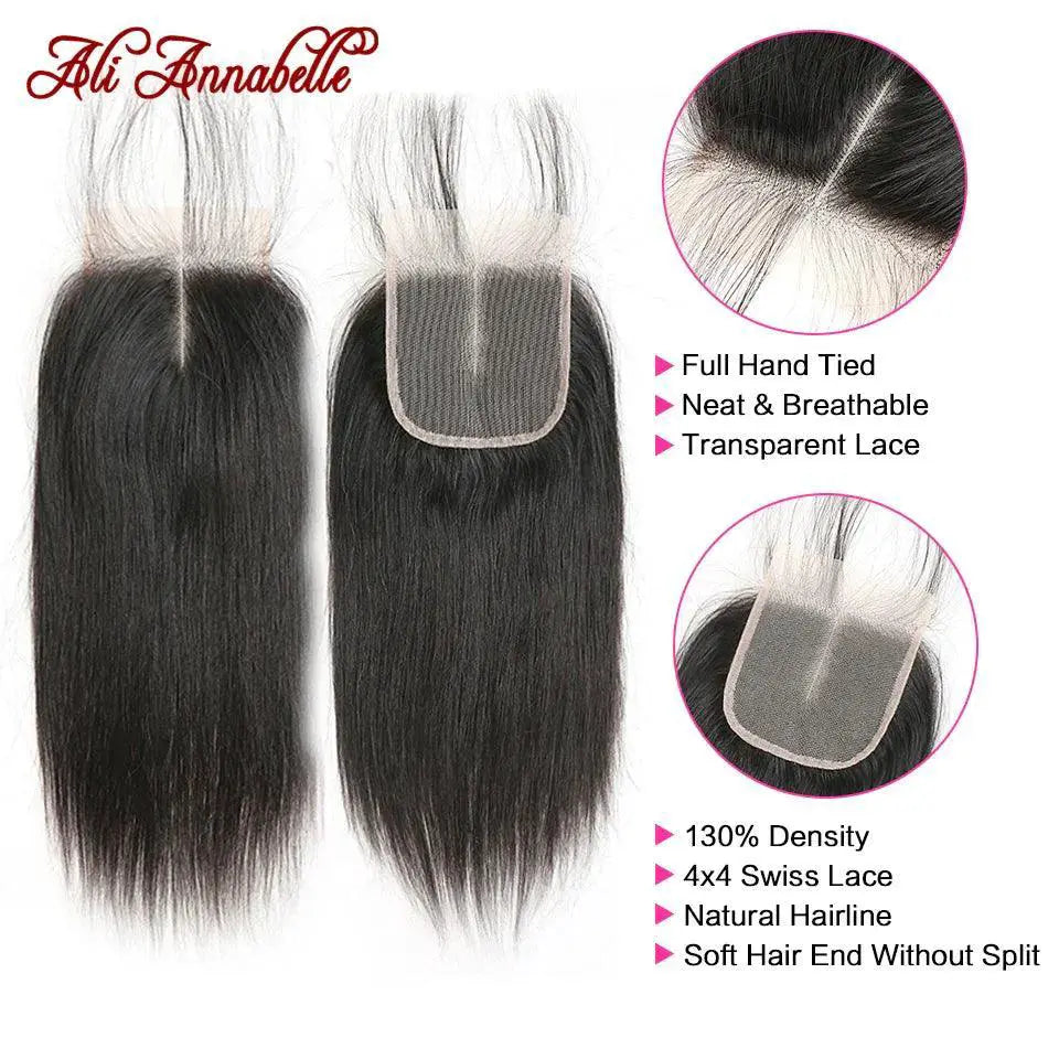 Brazilian Straight HD Lace Closure Transparent Lace Look