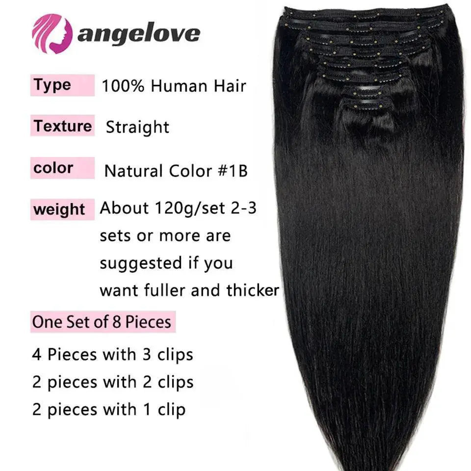 Brazilian Straight Remy Hair Extensions Luxe Clip In Set