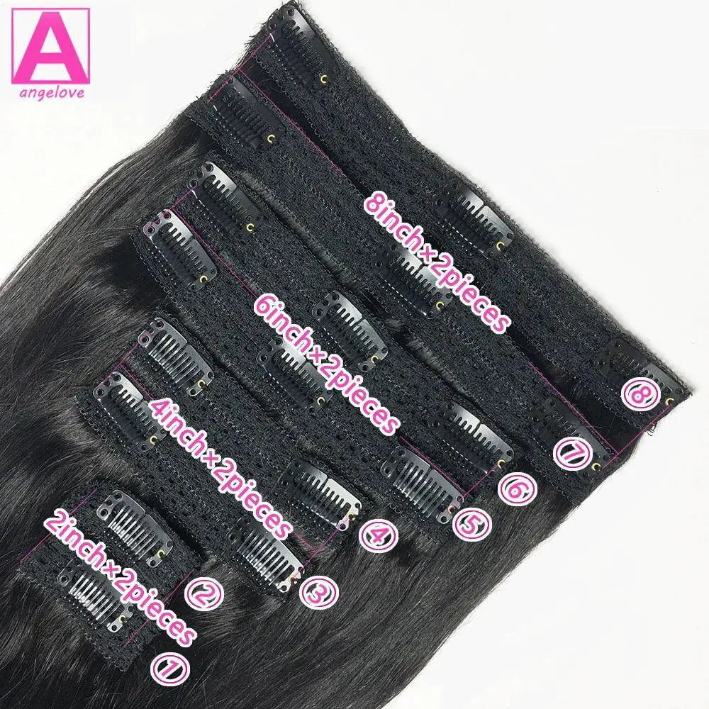 Brazilian Straight Remy Hair Extensions Luxe Clip In Set
