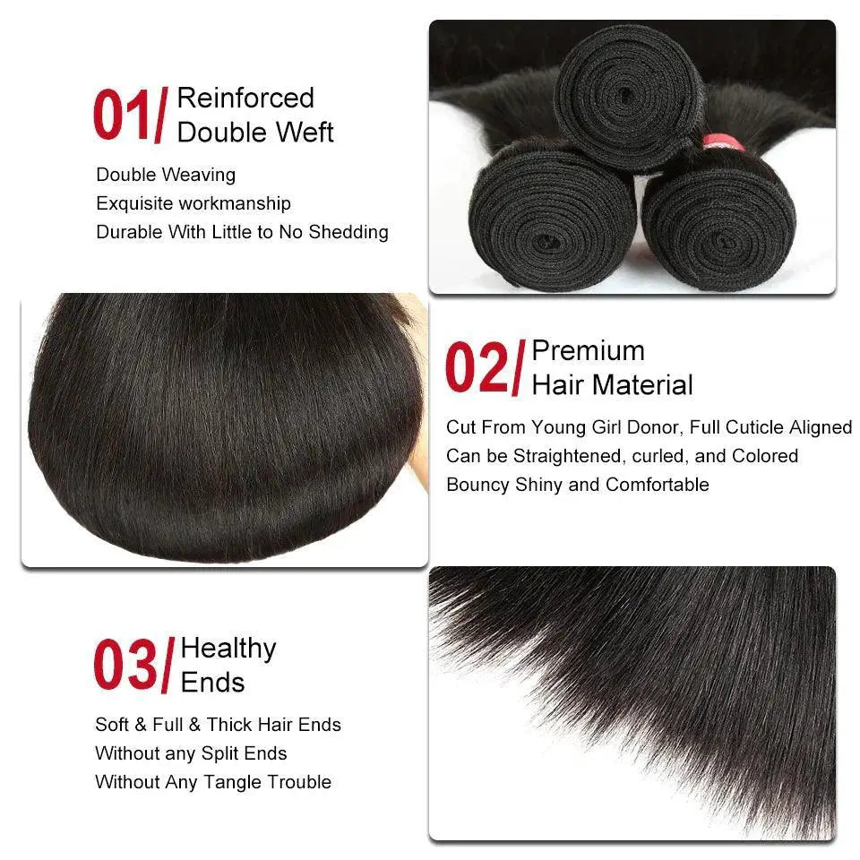 Brazilian Straight Remy Hair Extensions Premium Wefts