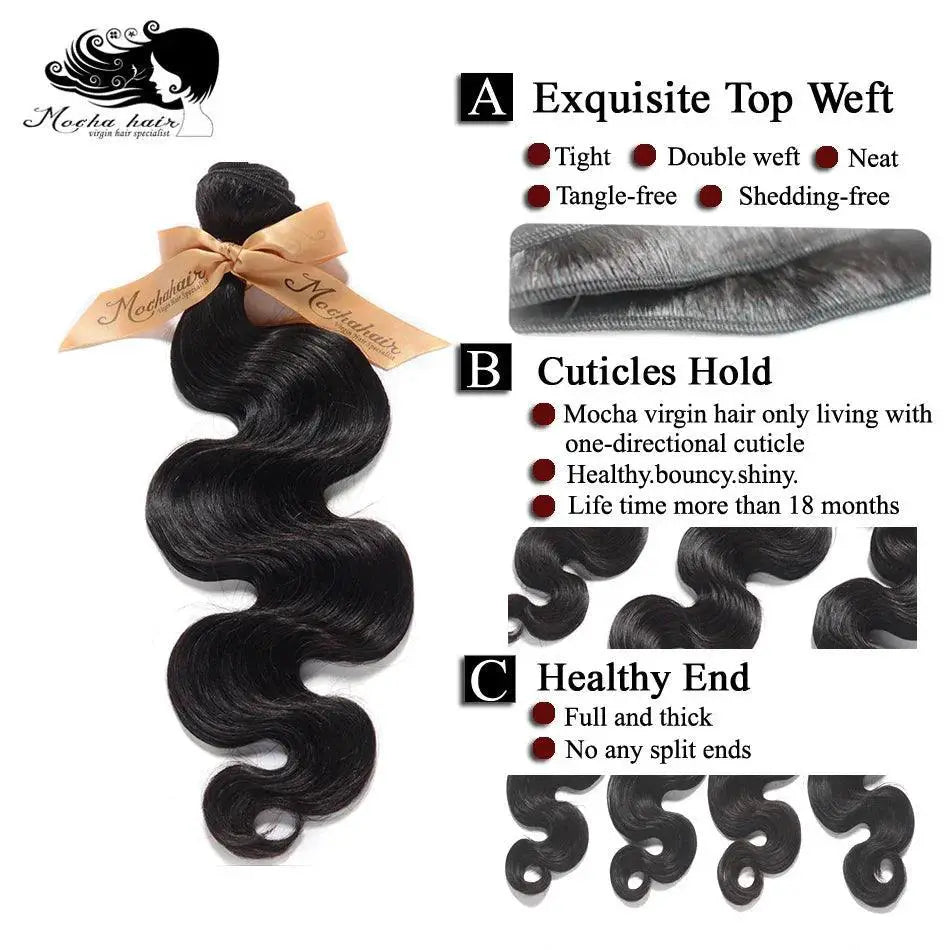 Brazilian Virgin Body Wave Hair Extensions Mocha Waves