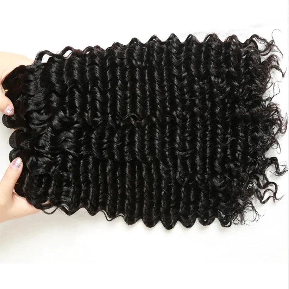 Brazilian Virgin Deep Wave Hair Bundle Set Natural Beauty