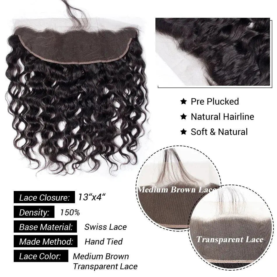 Brazilian Water Wave Lace Frontal Bundle 100 Percent Human