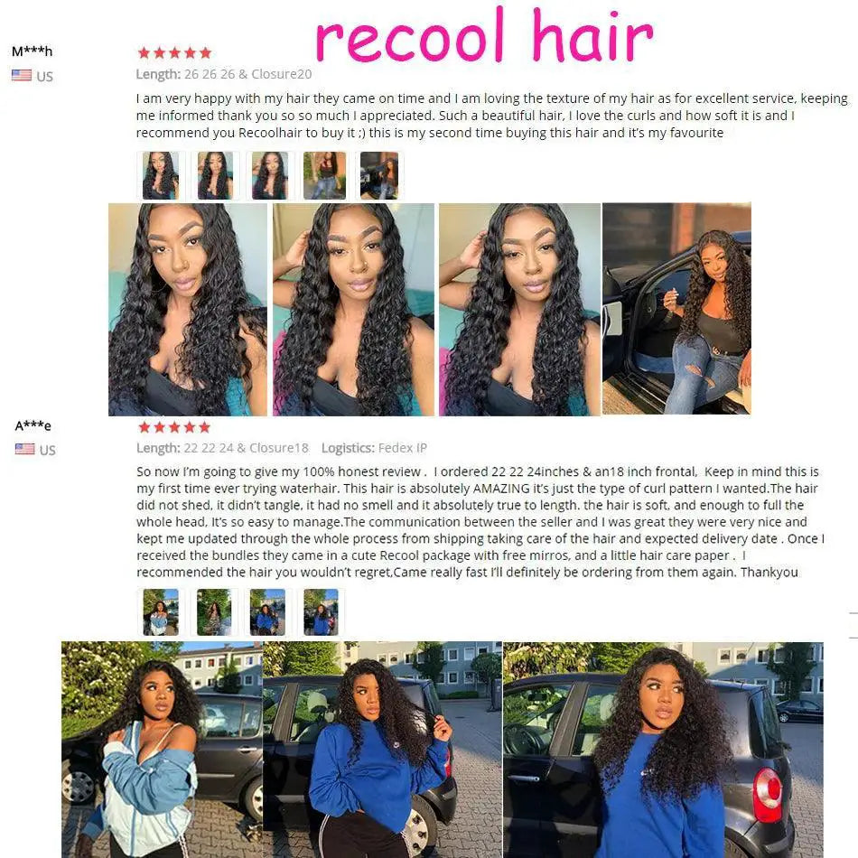 Brazilian Water Wave Lace Frontal Bundle 100 Percent Human