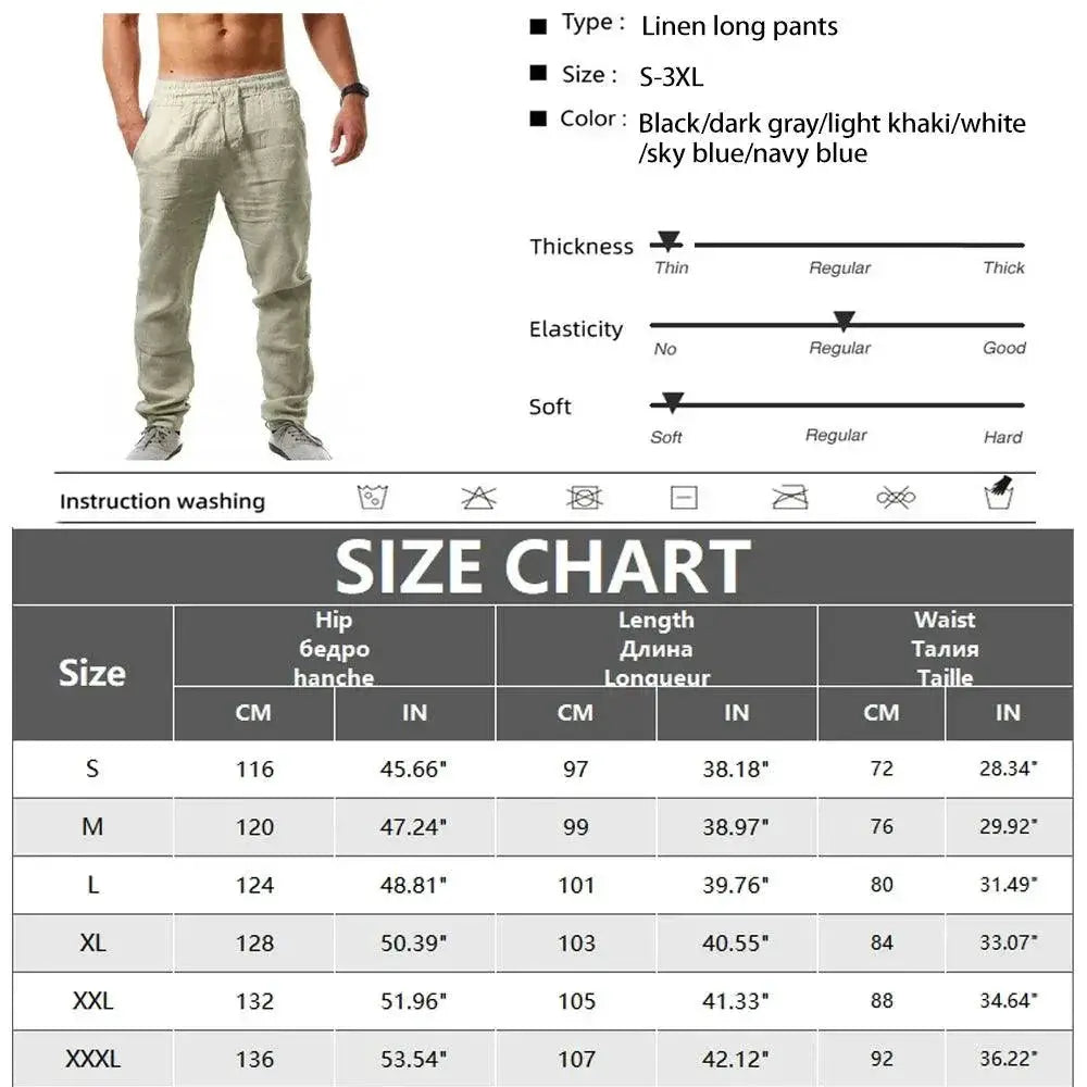 Breathable Cotton Linen Summer Pants For Men Casual Style