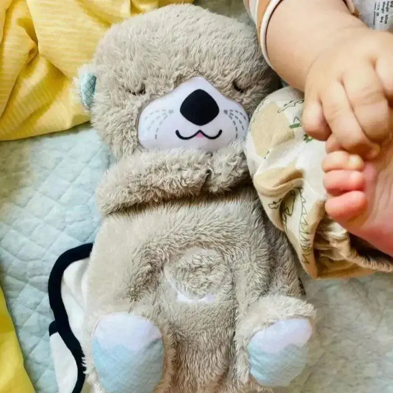 Otter Plush Toy With Breathing Light And Sound For Newborns