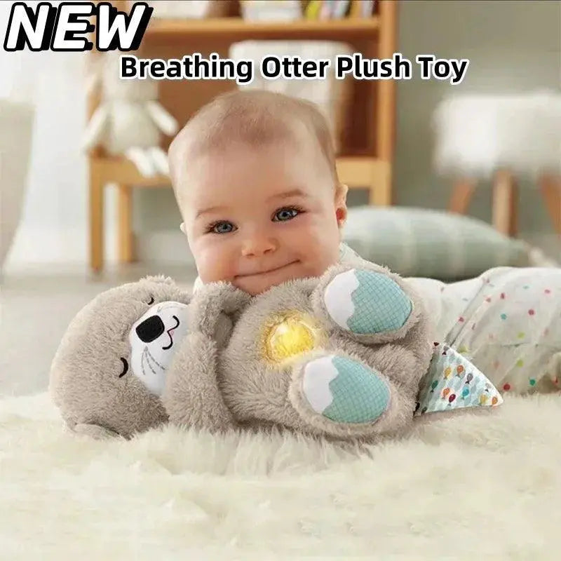 Otter Plush Toy With Breathing Light And Sound For Newborns