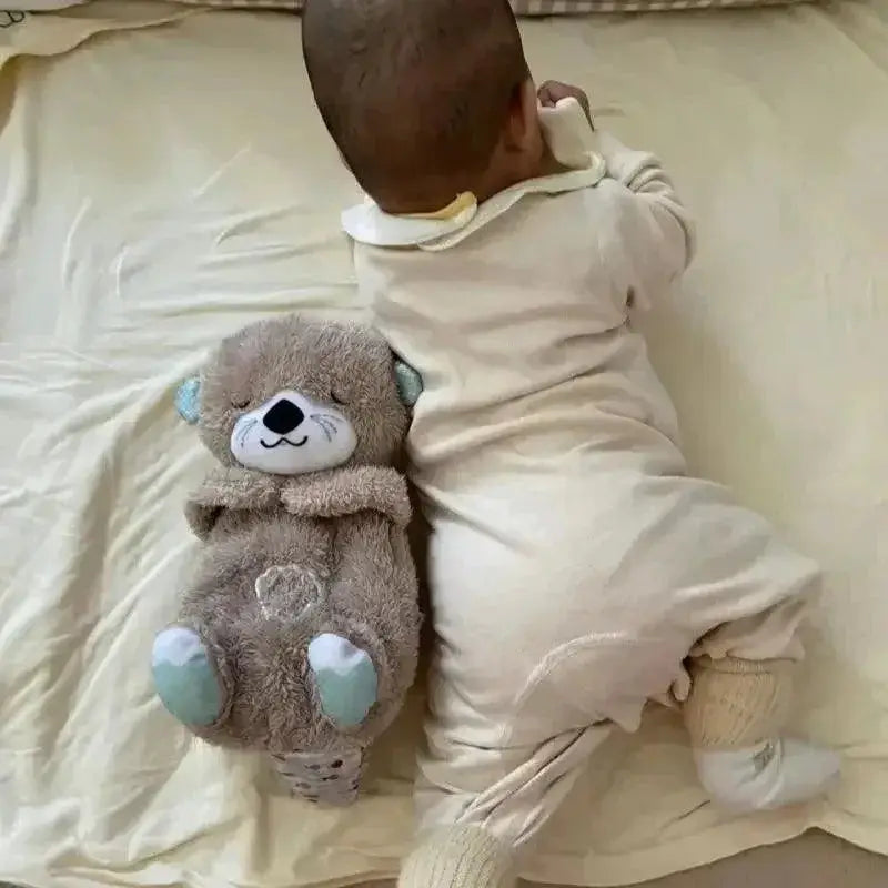 Otter Plush Toy With Breathing Light And Sound For Newborns