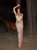 Bright Silk Glitter Party Dress Chic Elegance and Glamour