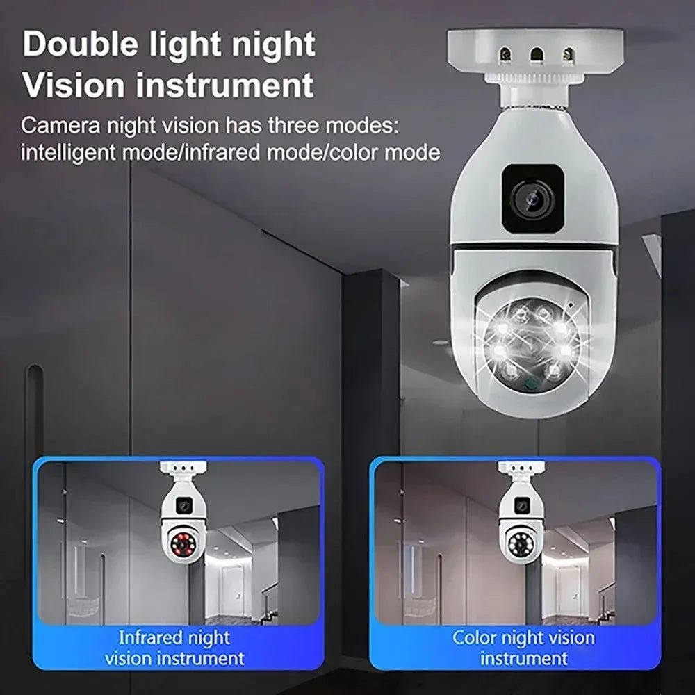 BrightGuard 8MP E27 Bulb WiFi Camera Dual Lens - Color Night Vision And Tracking