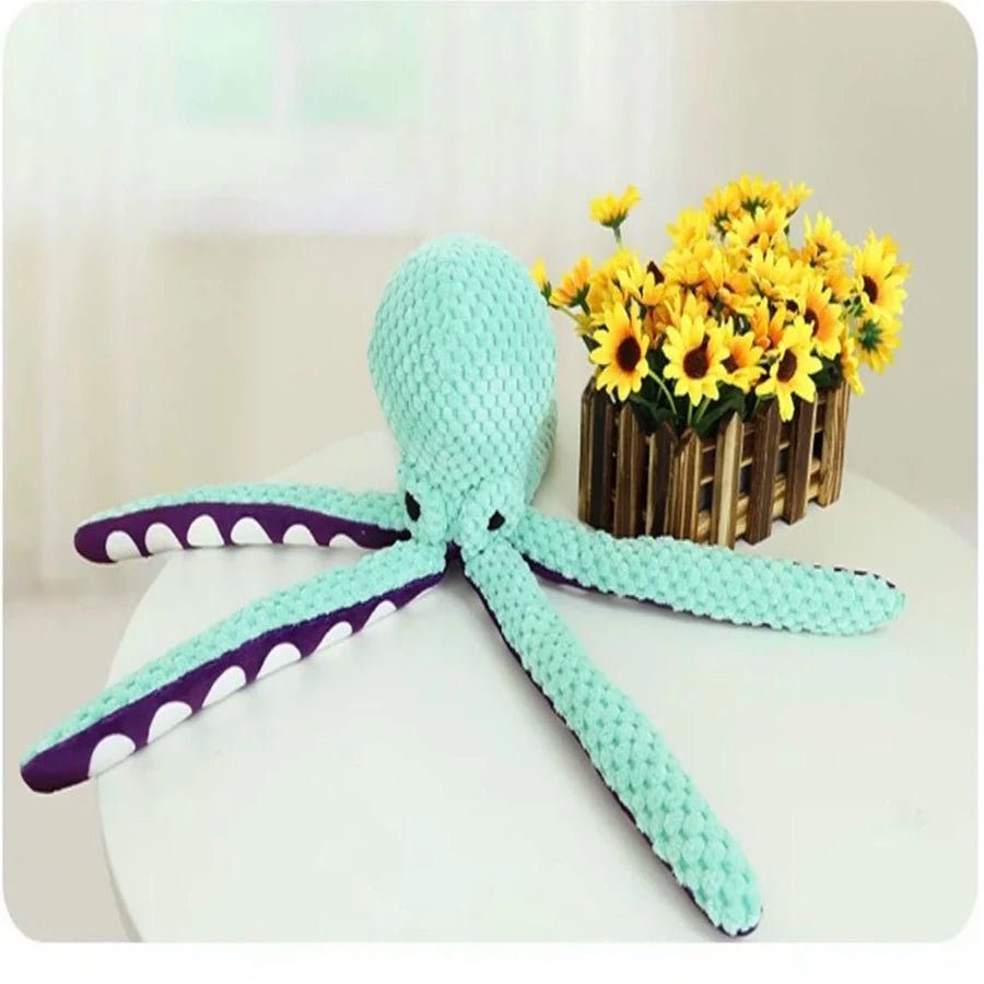 BrightPaws Dog Plush Octopus Toy - Interactive Squeak Anti - Demolition Companions