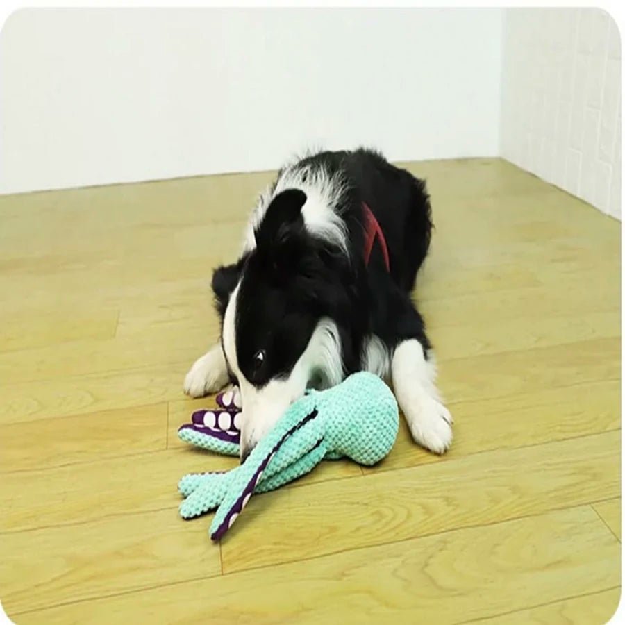BrightPaws Dog Plush Octopus Toy - Interactive Squeak Anti - Demolition Companions