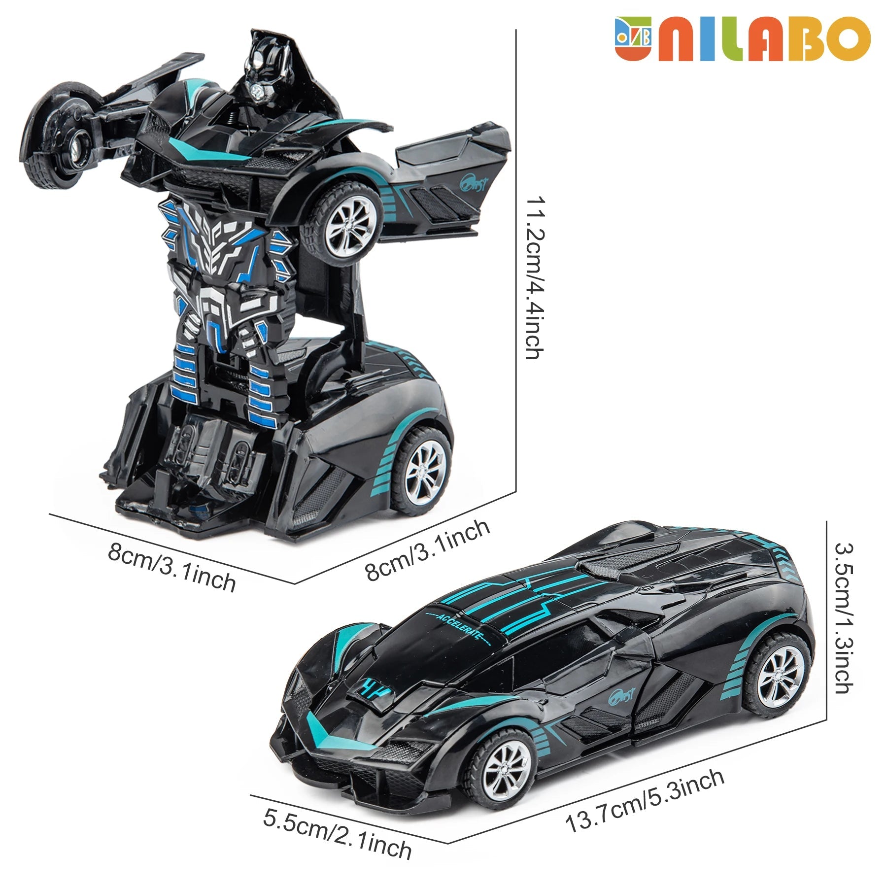 BrightPlay Transformable Robot Sports Car Toy - Battery Free Educational Fun Toy