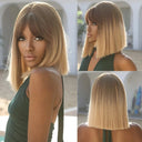 Brown Blonde Ombre Bob Wig for Women Stylish Hairpiece