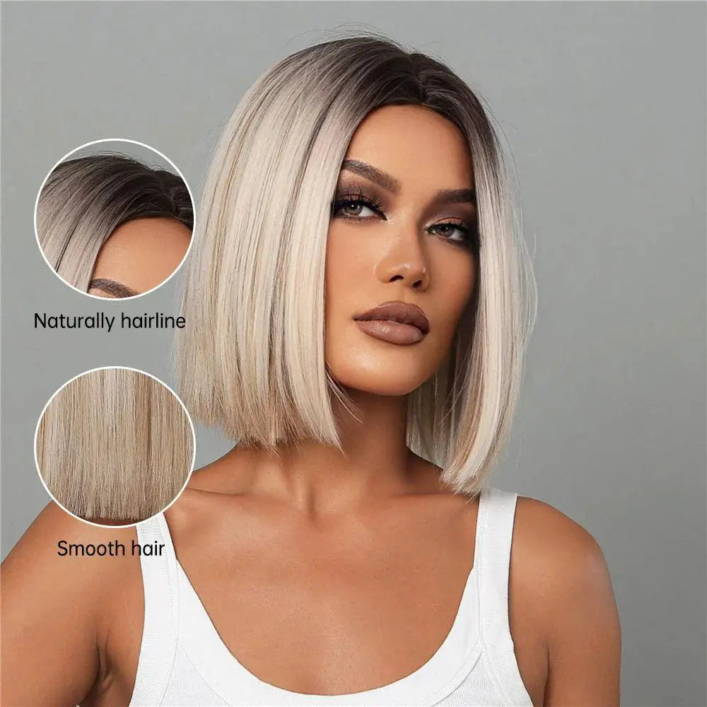 Brown Blonde Ombre Bob Wig for Women Stylish Hairpiece