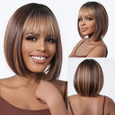 Brown Blonde Ombre Bob Wig for Women Stylish Hairpiece