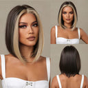 Brown Blonde Ombre Bob Wig for Women Stylish Hairpiece