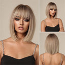 Brown Blonde Ombre Bob Wig for Women Stylish Hairpiece