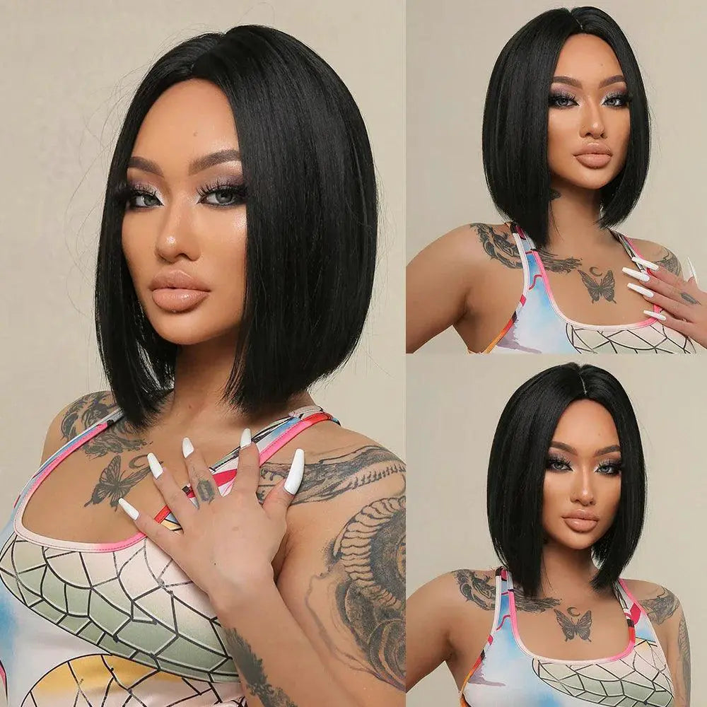 Brown Blonde Ombre Bob Wig for Women Stylish Hairpiece
