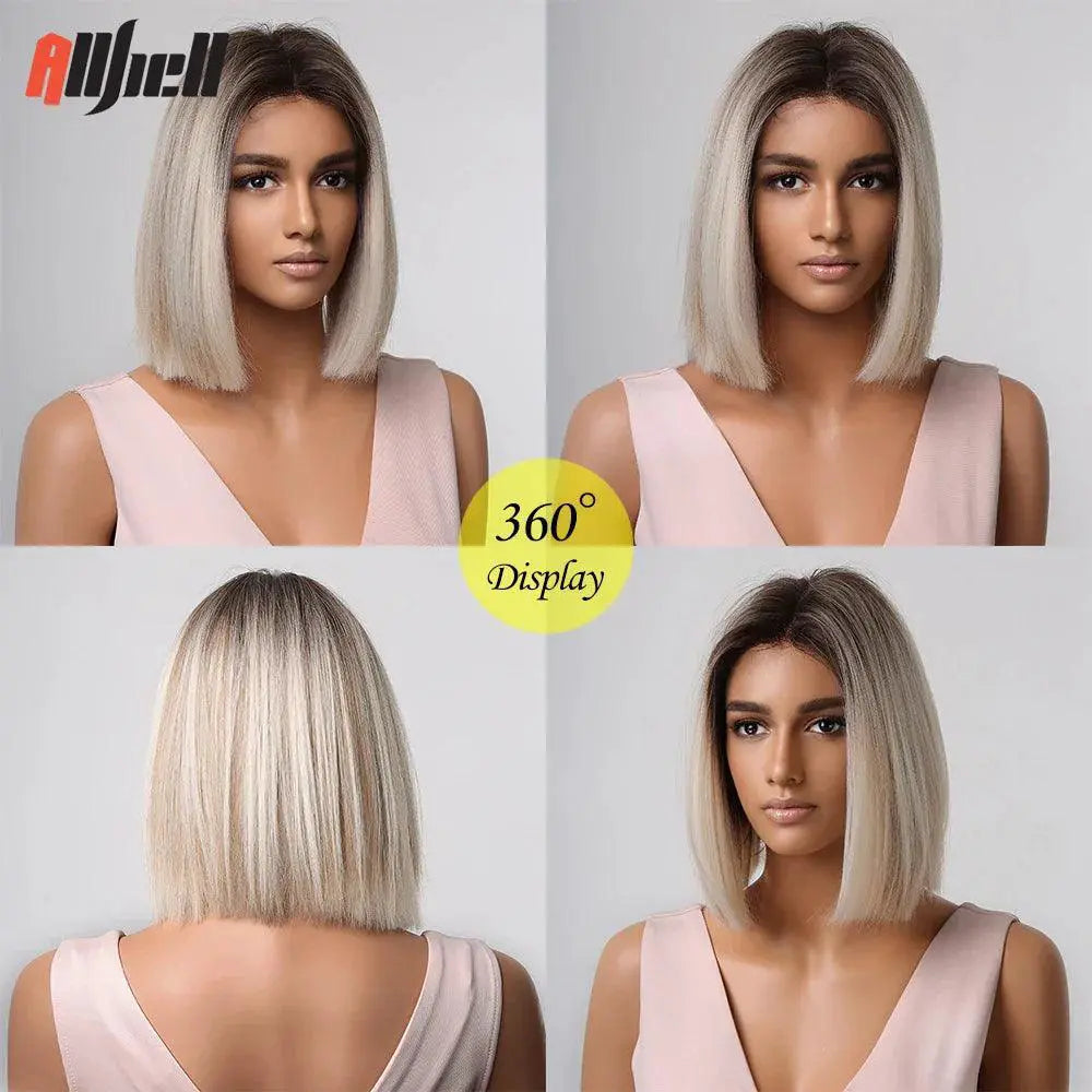 Brown Blonde Ombre Bob Wig for Women Stylish Hairpiece