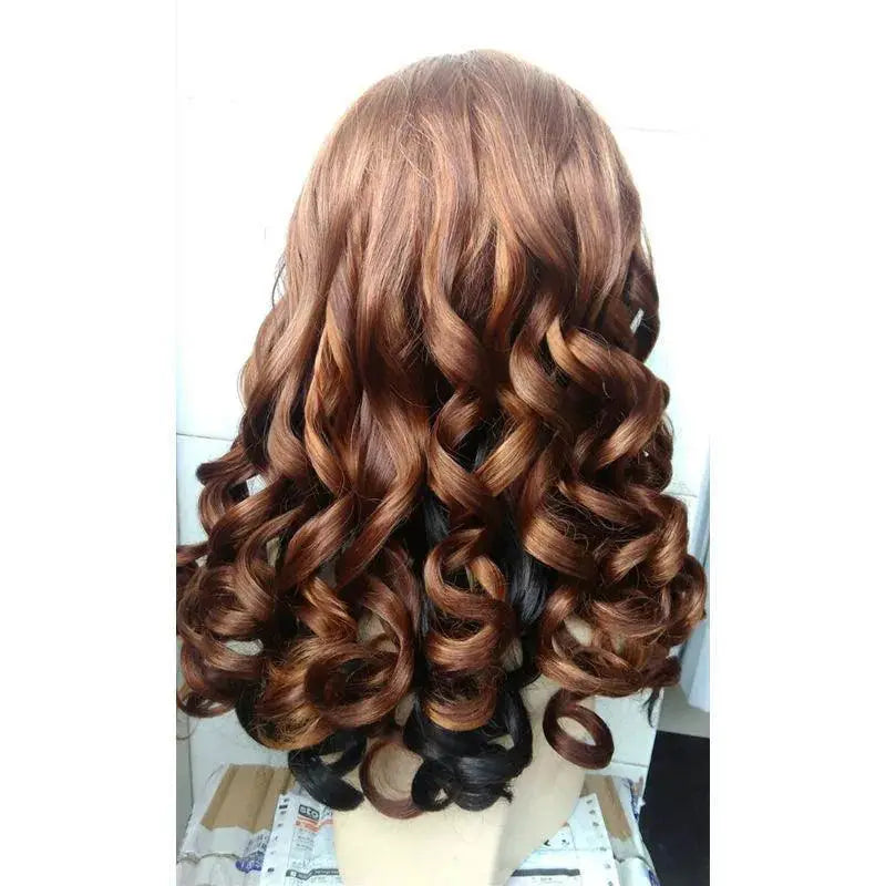 Brown Curly Medium Length High Temperature Wig Natural Look