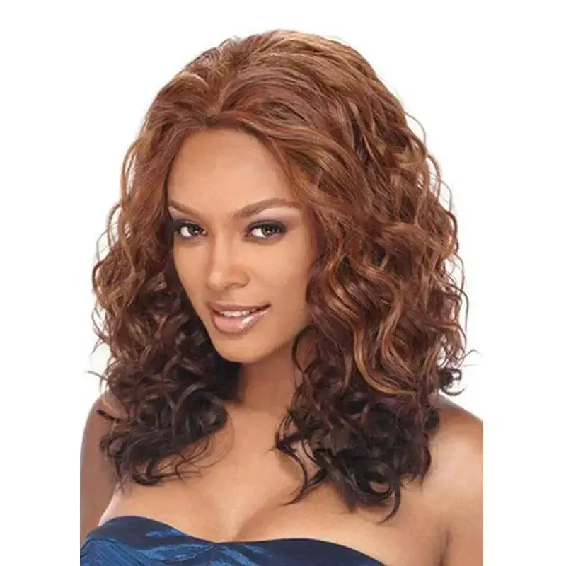 Brown Curly Medium Length High Temperature Wig Natural Look