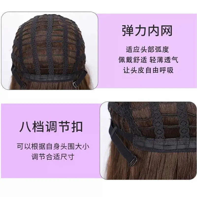 Brown Curly Medium Length High Temperature Wig Natural Look