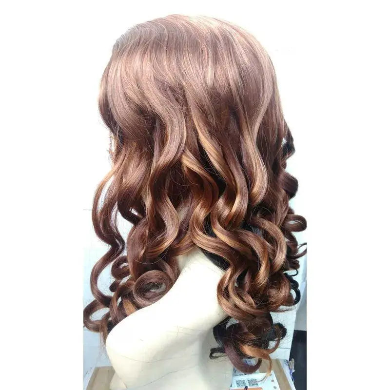 Brown Curly Medium Length High Temperature Wig Natural Look