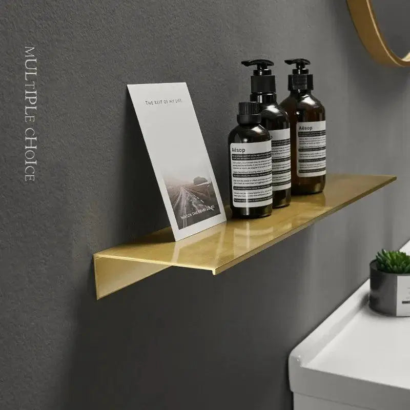 Brushed Gold Bathroom Storage Rack Wall Shelf Modern Stylish
