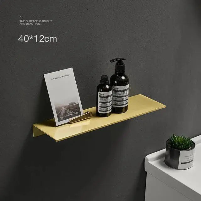 Brushed Gold Bathroom Storage Rack Wall Shelf Modern Stylish