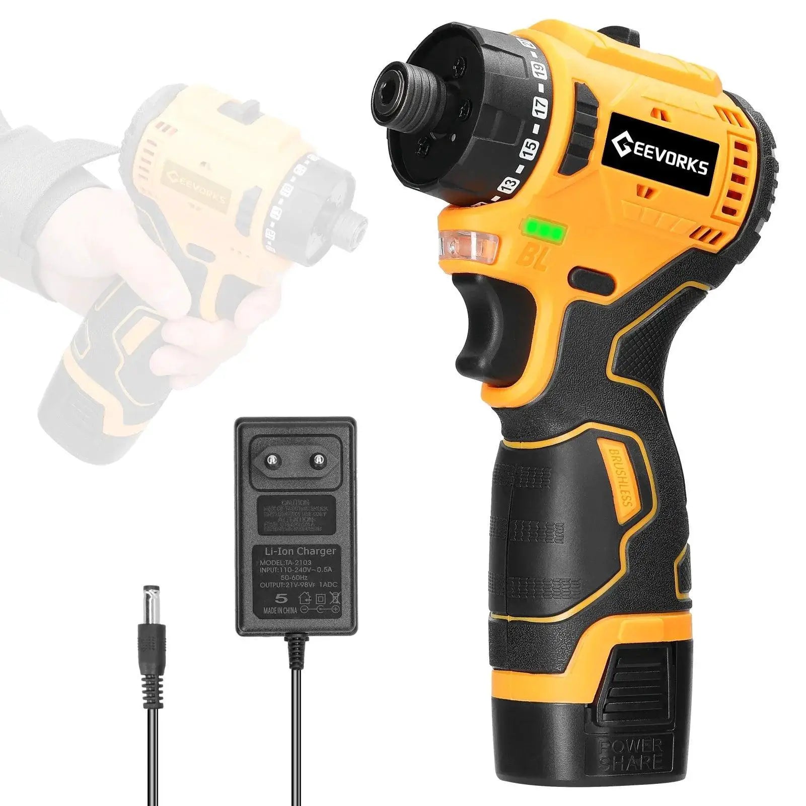 Brushless Li Ion Cordless Electric Screwdriver 55Nm 16.8V
