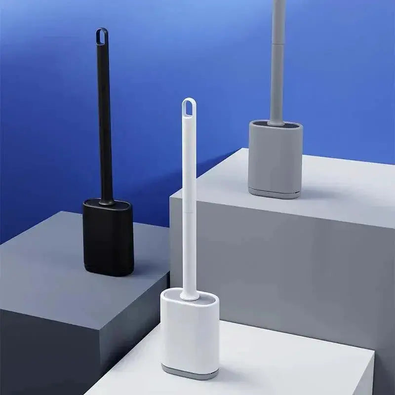 BRUSHZAZA Black Plastic Toilet Brush Flexible 3 - In - 1 Design