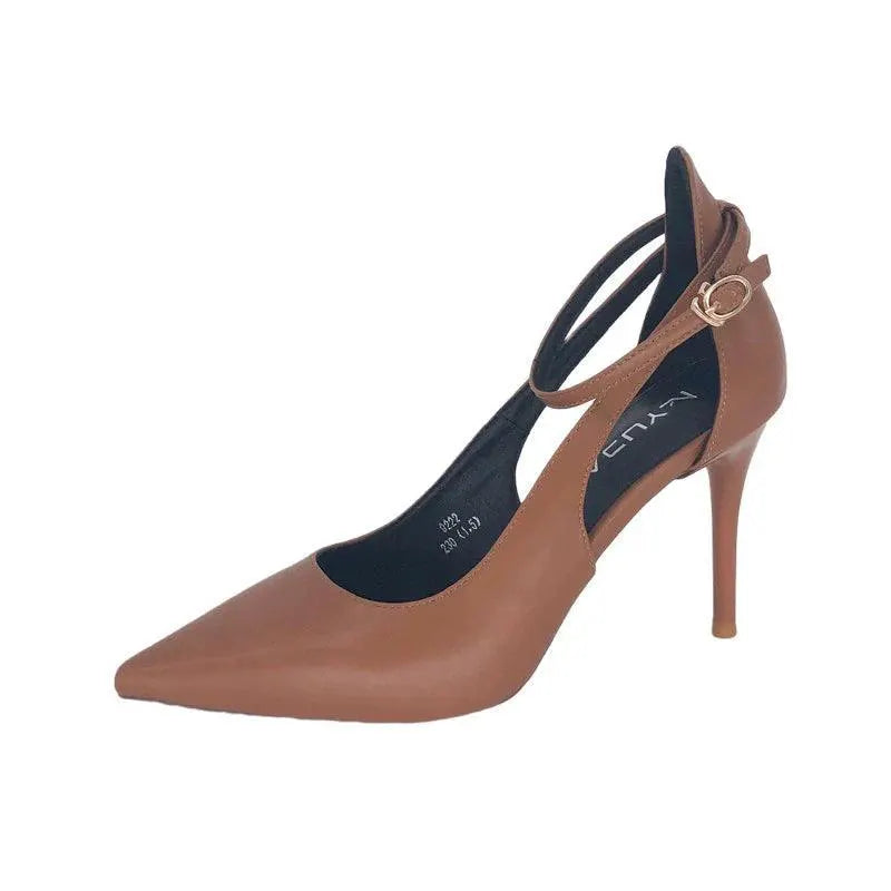 Buckle Hollow High Heel Shoes European Charm And Style