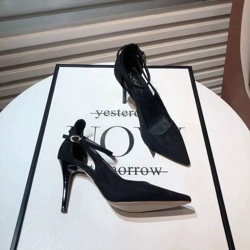 Buckle Hollow High Heel Shoes European Charm And Style