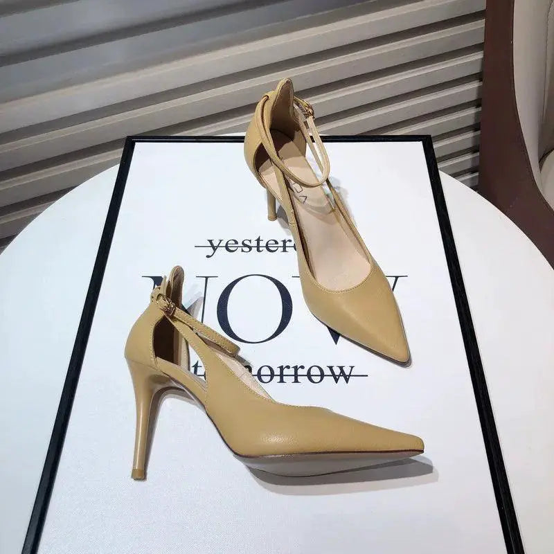 Buckle Hollow High Heel Shoes European Charm And Style