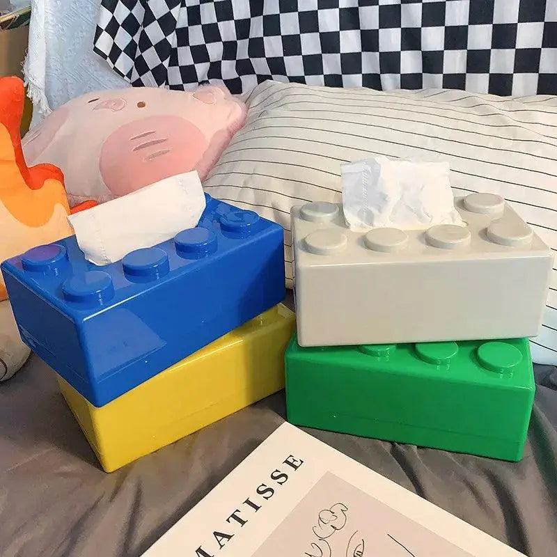 Building Blocks Tissue Box Organizer Modern Wall Mount