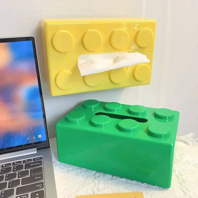 Building Blocks Tissue Box Organizer Modern Wall Mount