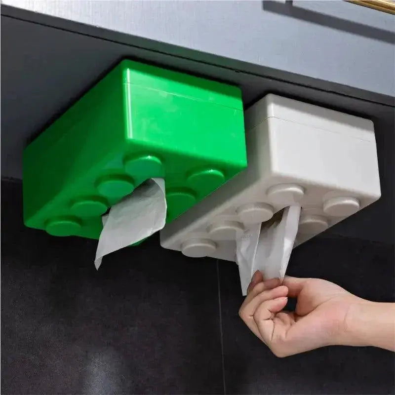 Building Blocks Tissue Box Organizer Modern Wall Mount
