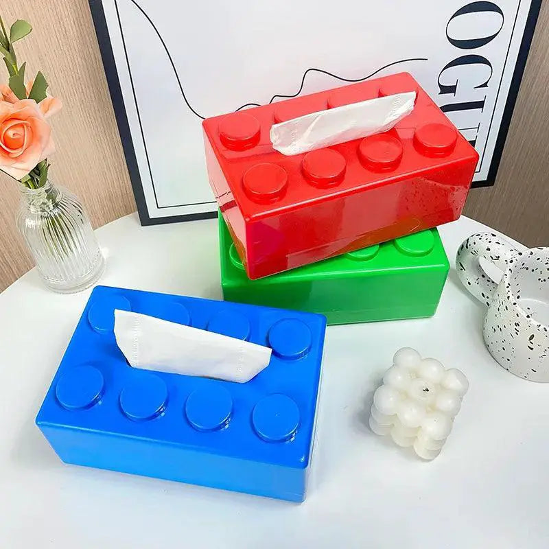 Building Blocks Tissue Box Organizer Modern Wall Mount