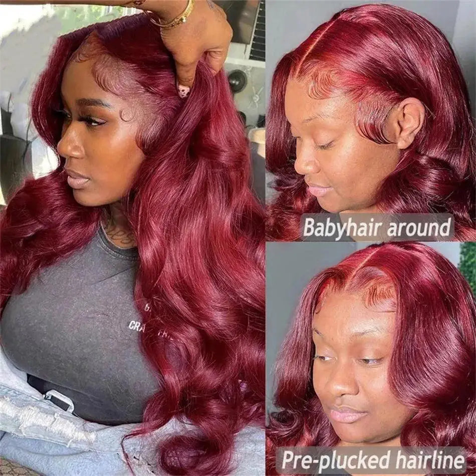 Burgundy 99J Body Wave Lace Front Wig For Elegant Style